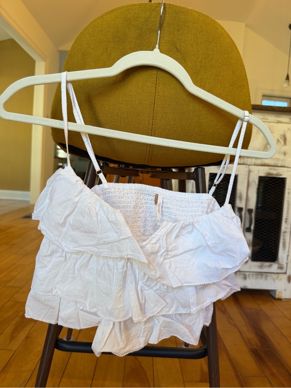 Free People White Ruffle Tank Top